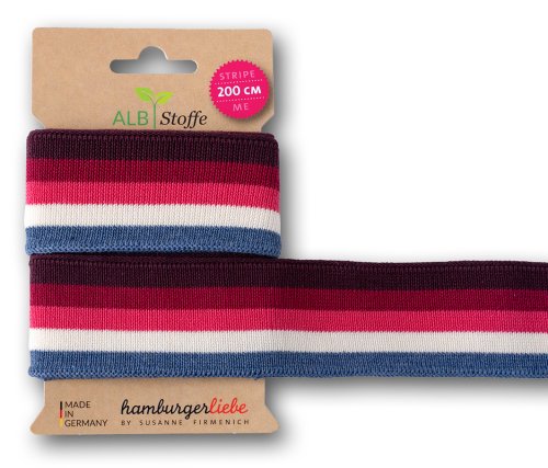 Bio Stripe Me - College Col. 75 - bordeaux/prugna/azalea/meringa/jeans-melange - Sparkle - Hamburger Liebe